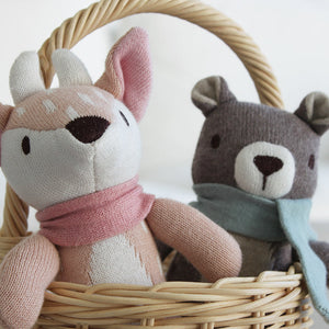 Knitted Animal Set + Gift Box (Bear, Deer, Hare)