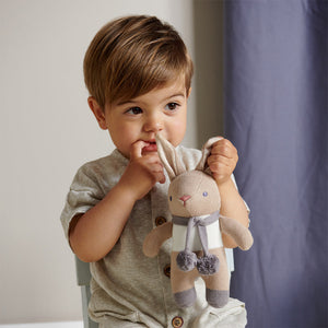 Organic Baby Comforter, Rattle & Doll Set in Taupe + Gift Box